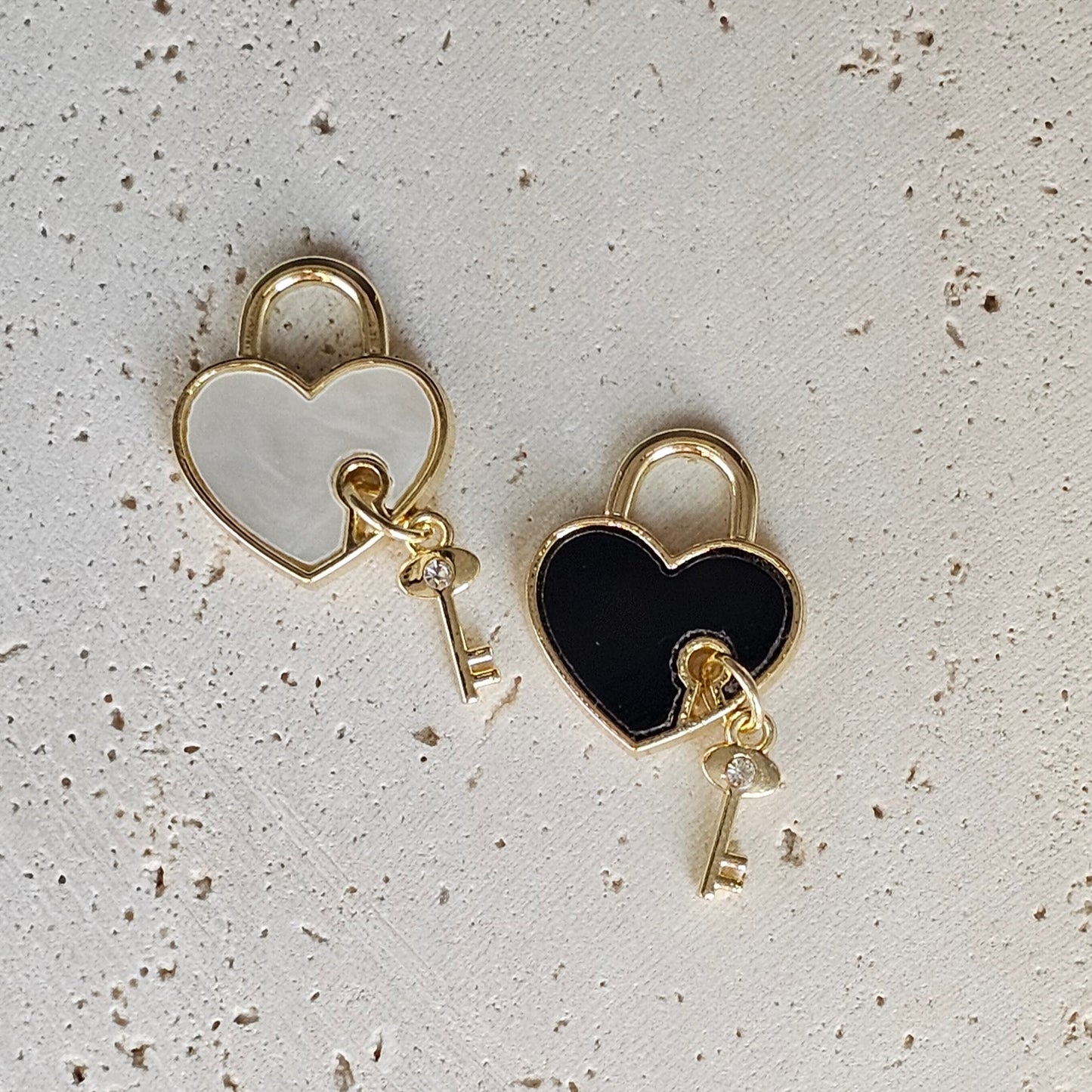 Pearlescent Heart Lock and Key