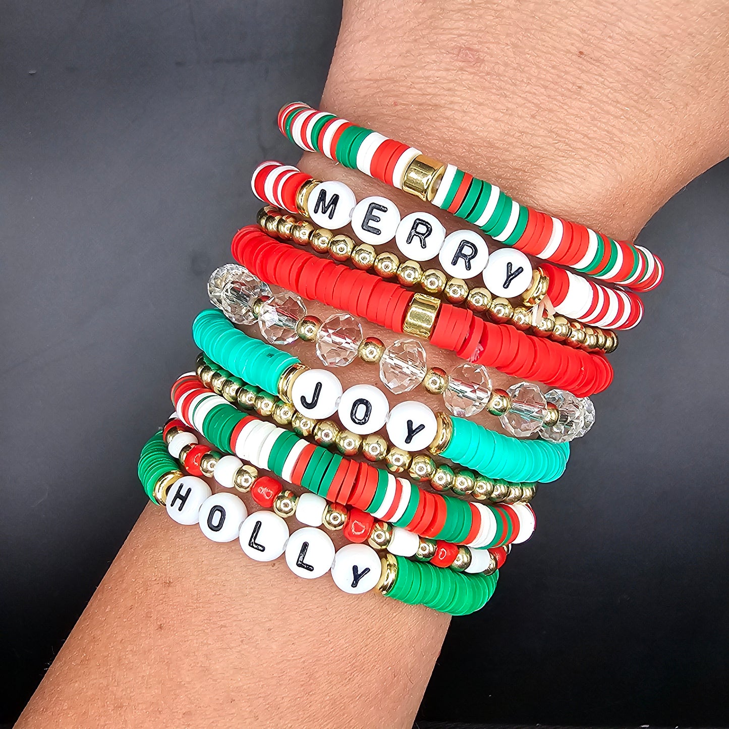 Christmas Disc Bead Bracelets