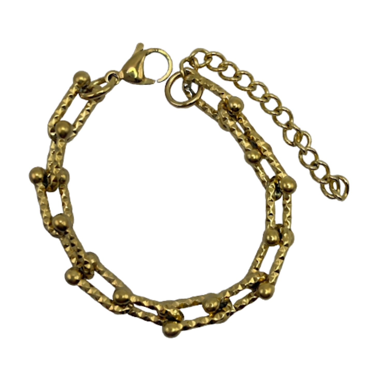 Gold Hammered Horseshoe Link Bracelet