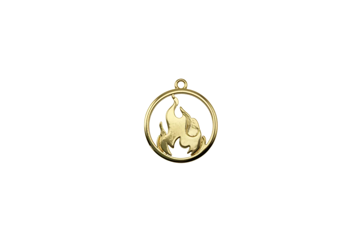 Gold medallion with camel silhouette cutout