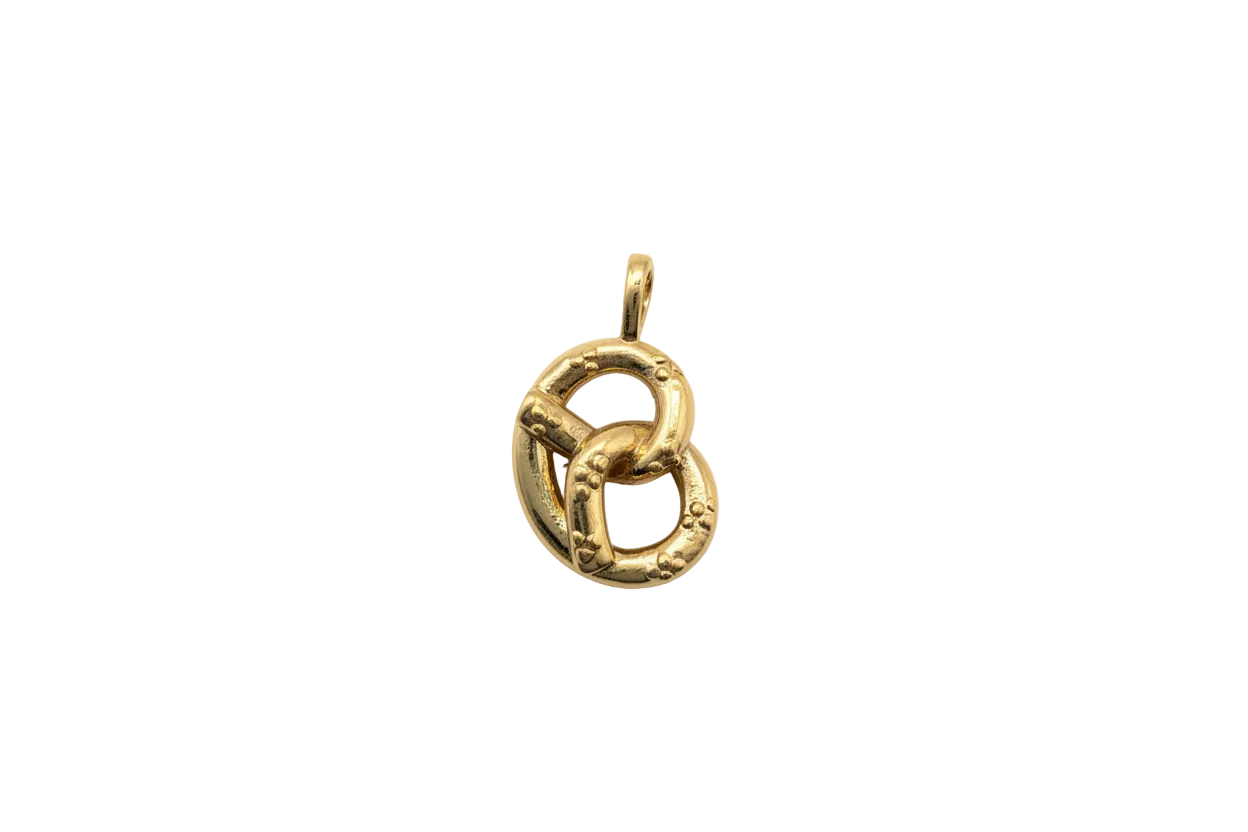 Gold interlocking ring link with beaded detail