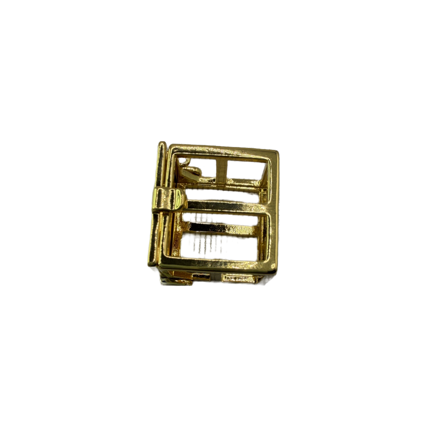 Gold rectangular buckle motif with openwork bars