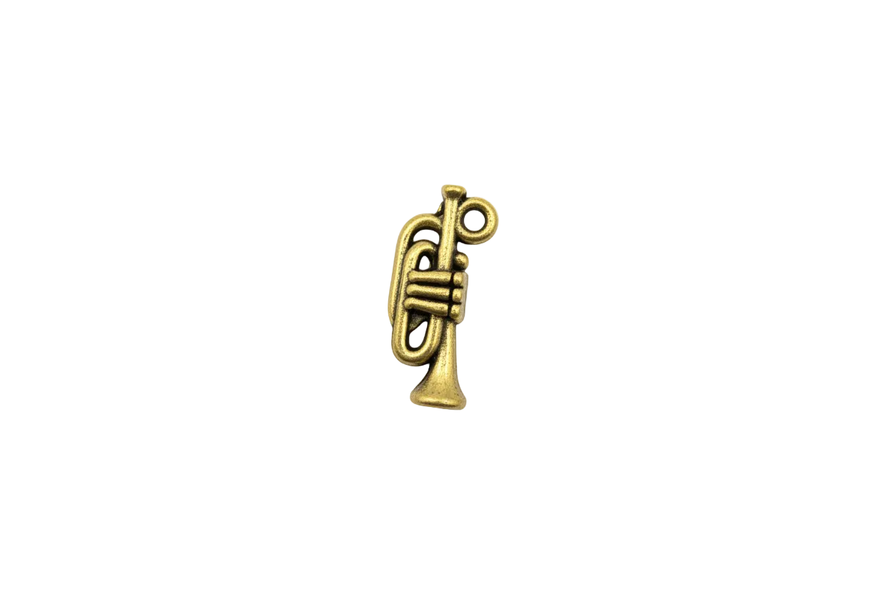 Antique-finish gold trumpet with detailed valves