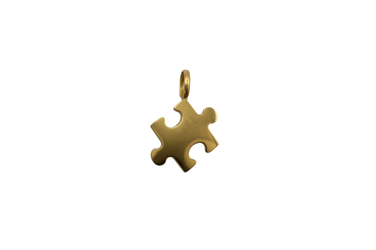 Brushed gold jigsaw puzzle piece pendant