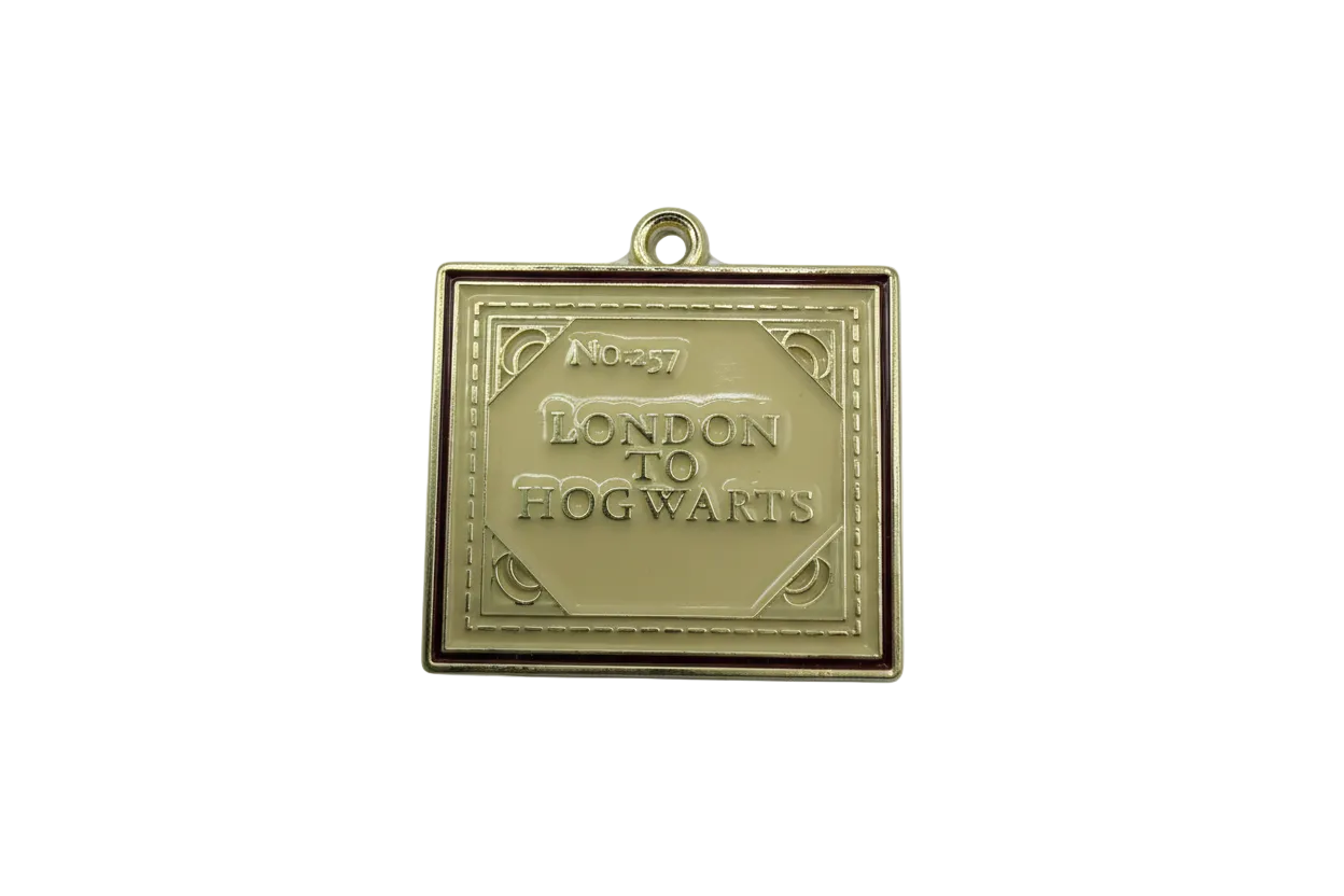 Gold book charm with ivory enamel and burgundy border