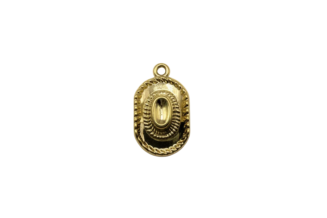 Gold rope-edge oval medallion with raised center oval