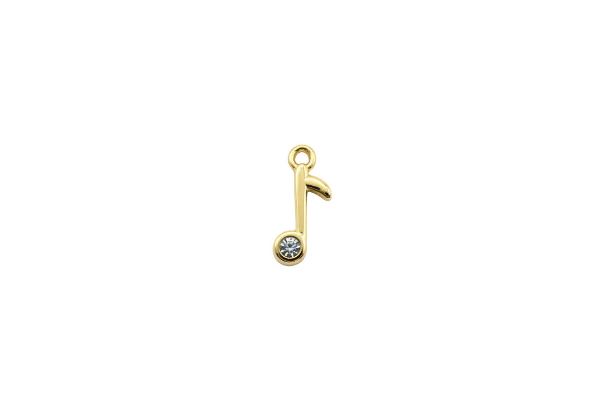 Gold music note with clear gem accent