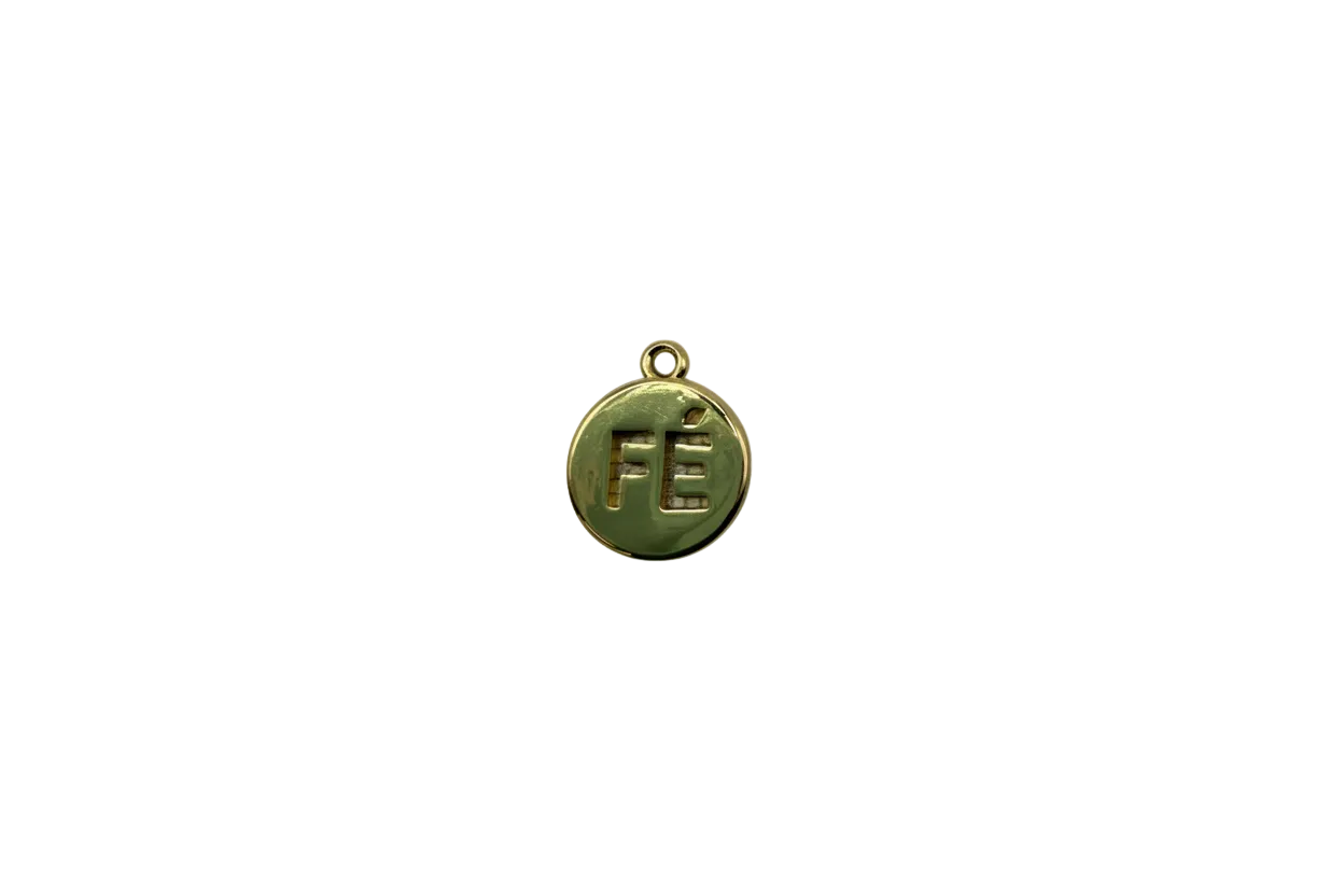 Green enamel medallion with gold FE initials