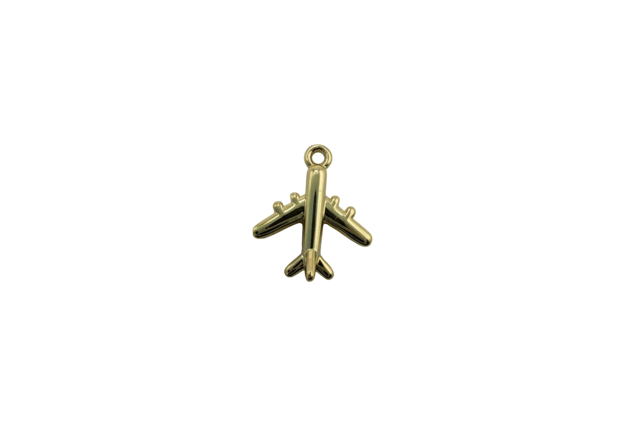 Polished gold airplane silhouette charm