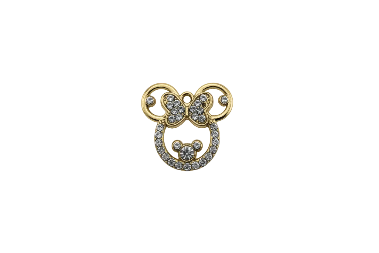 Gold bow mouse head outline with clear pavé crystals