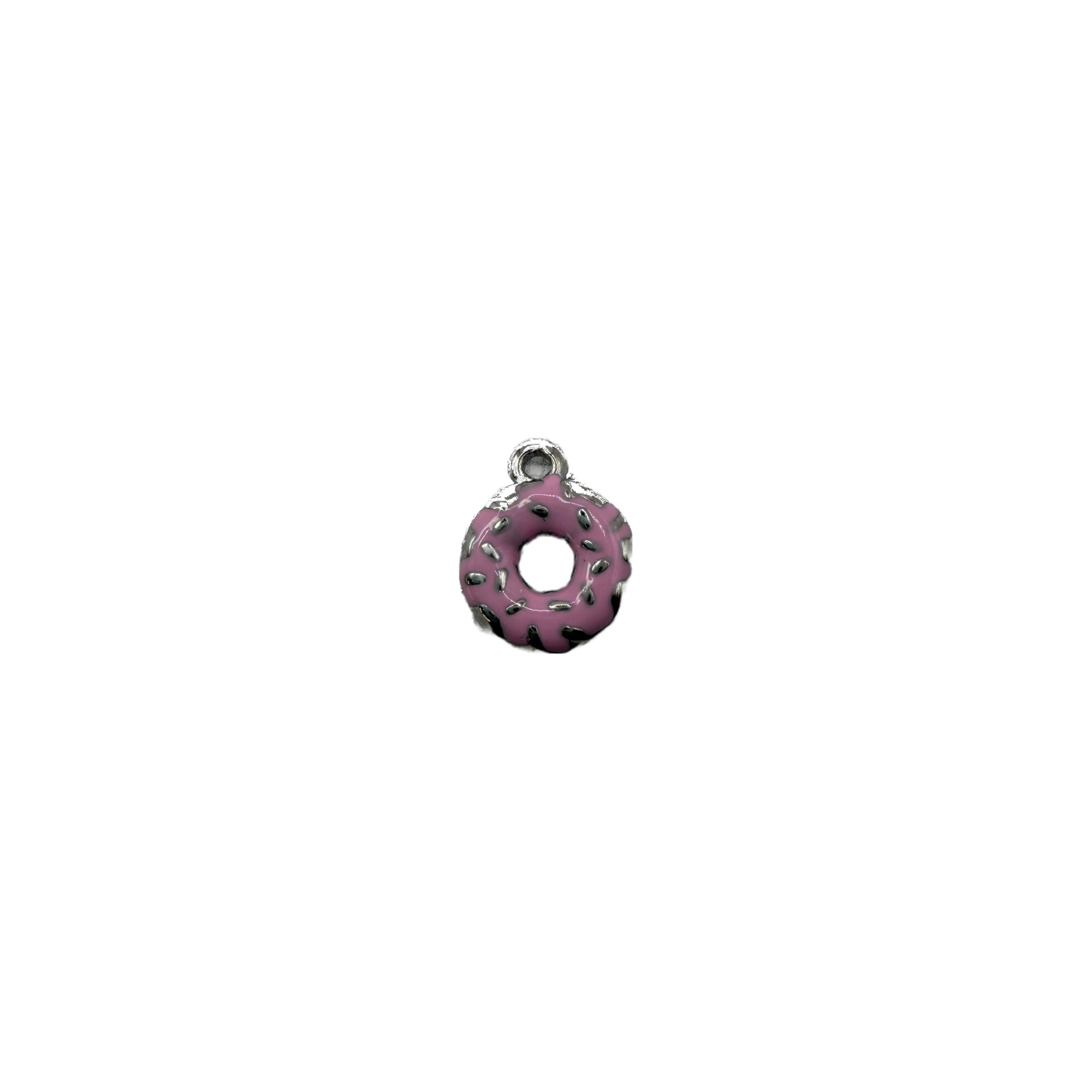 Pink frosted donut with silver sprinkles