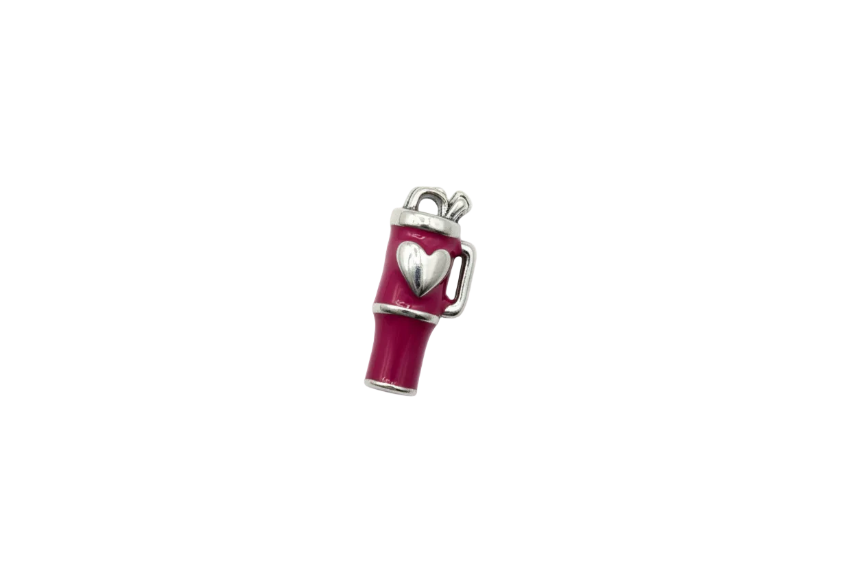 Hot pink hair dryer with silver heart detail