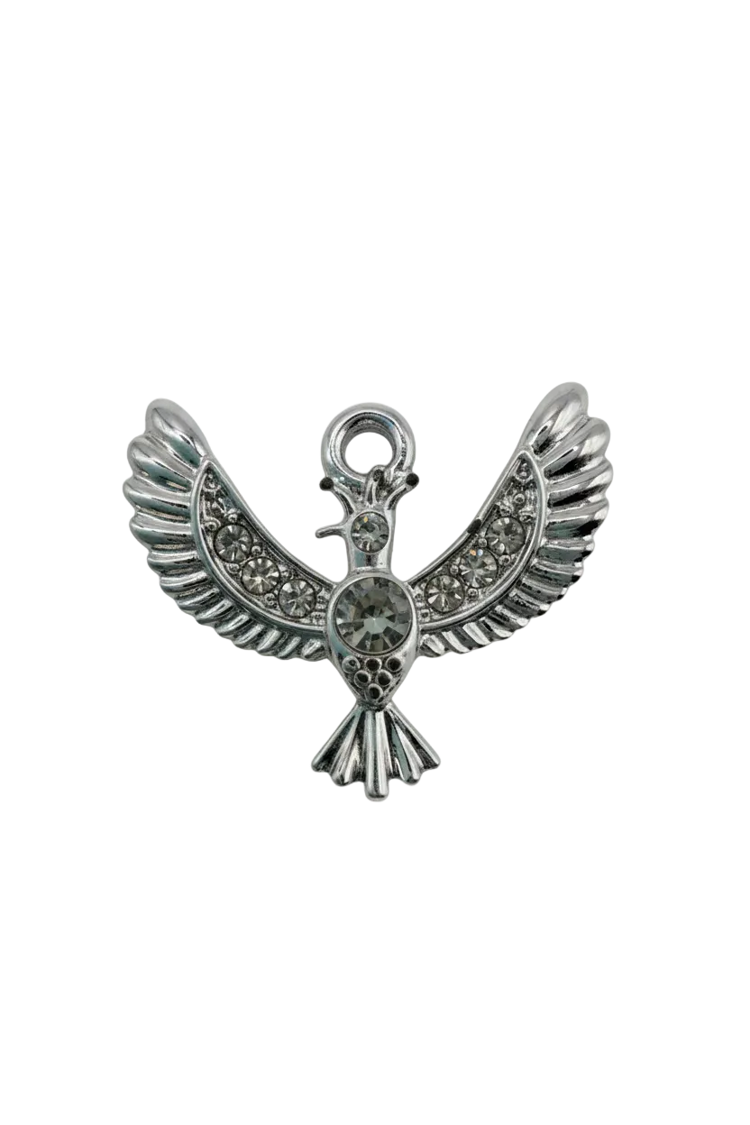 Silver flying bird with clear crystal accents