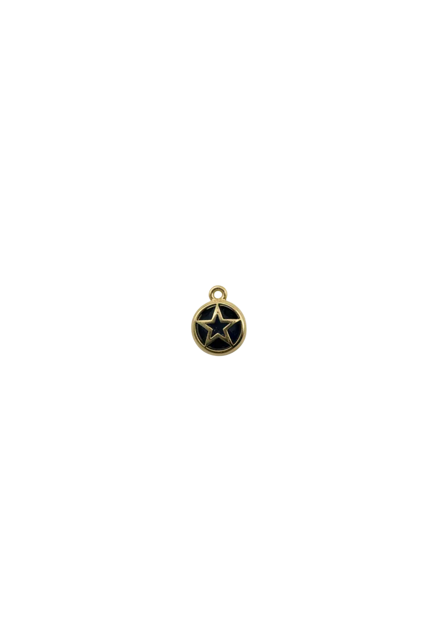 Gold star medallion on navy enamel