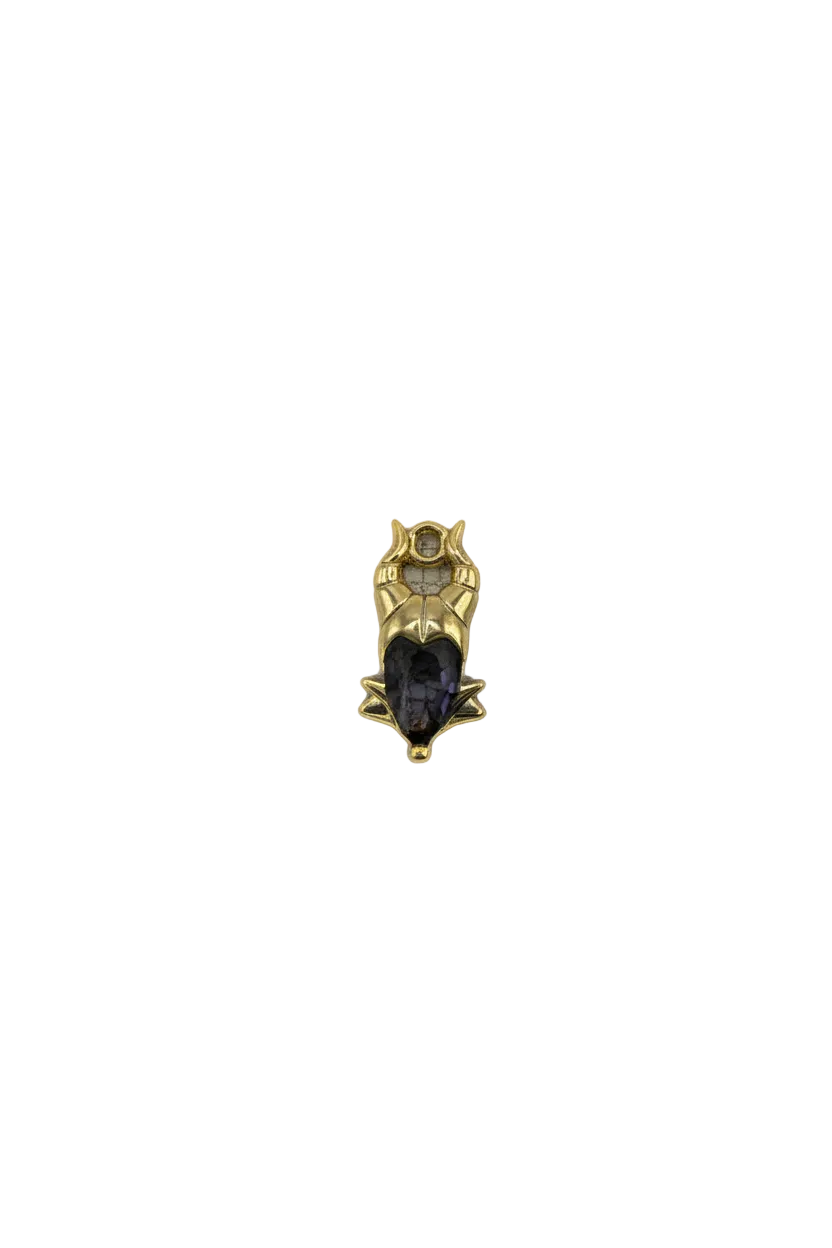 Gold owl with faceted black gem