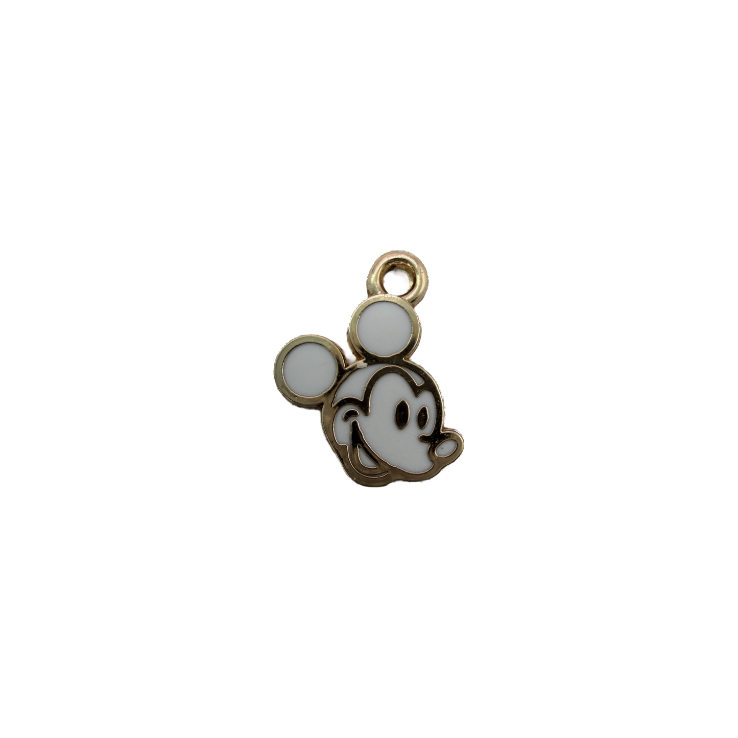 White enamel mouse face icon in polished gold
