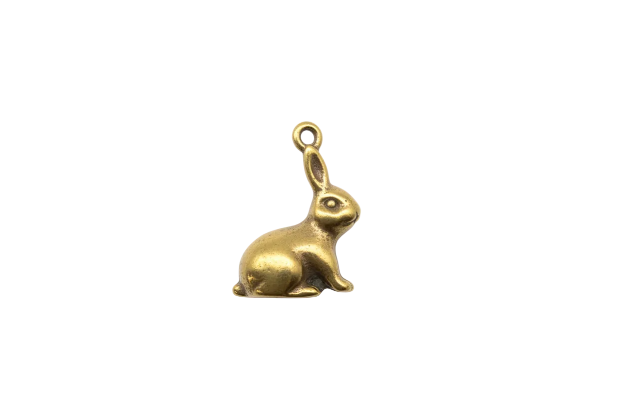 Polished gold sitting rabbit figure