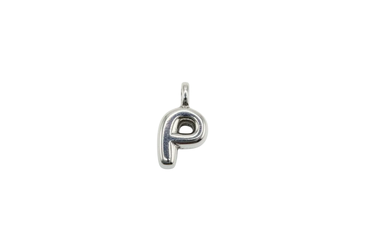 Polished silver letter P initial pendant