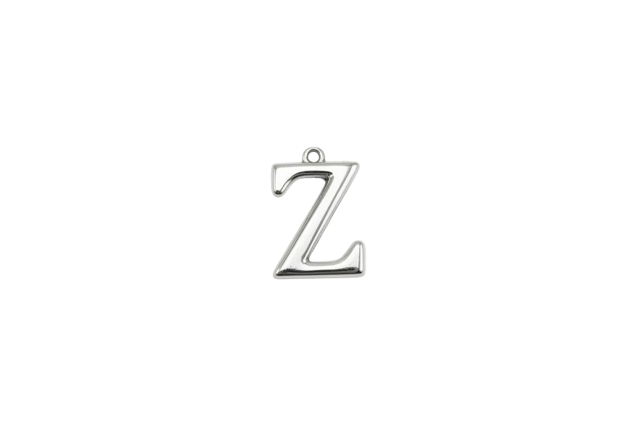 Polished silver letter Z initial pendant