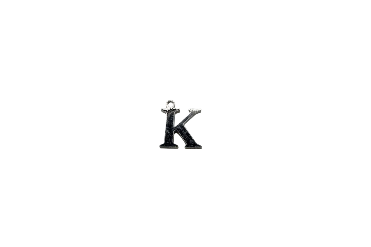 Polished silver letter K initial