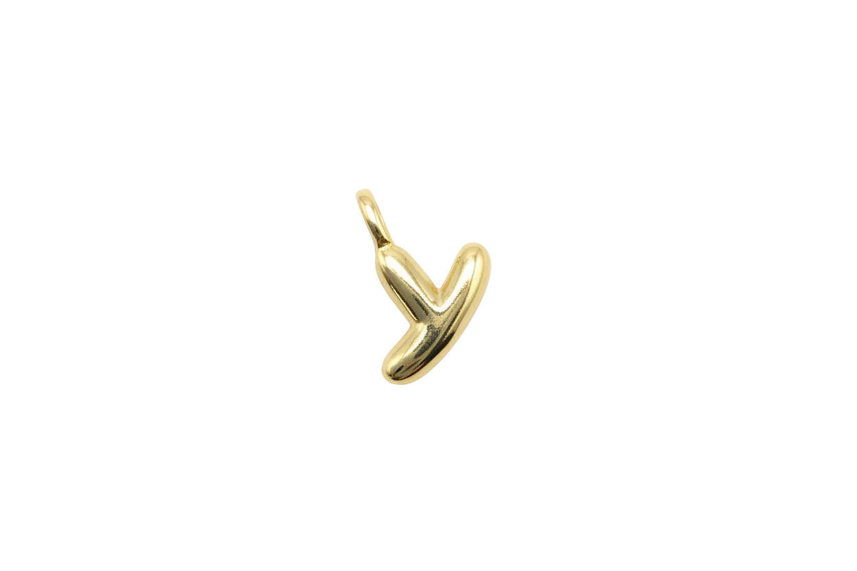 Polished gold puffed heart charm