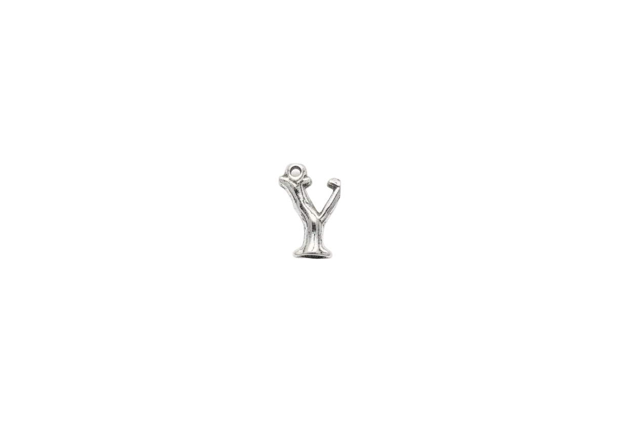 Polished silver letter Y charm with round top cutout