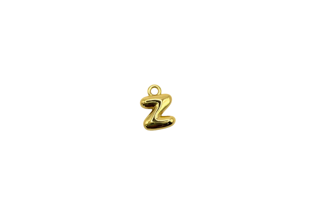 Gold puffy letter Z, high-polish finish