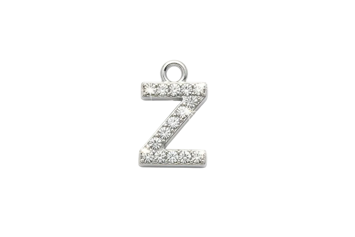 Silver pavé letter Z with clear crystals