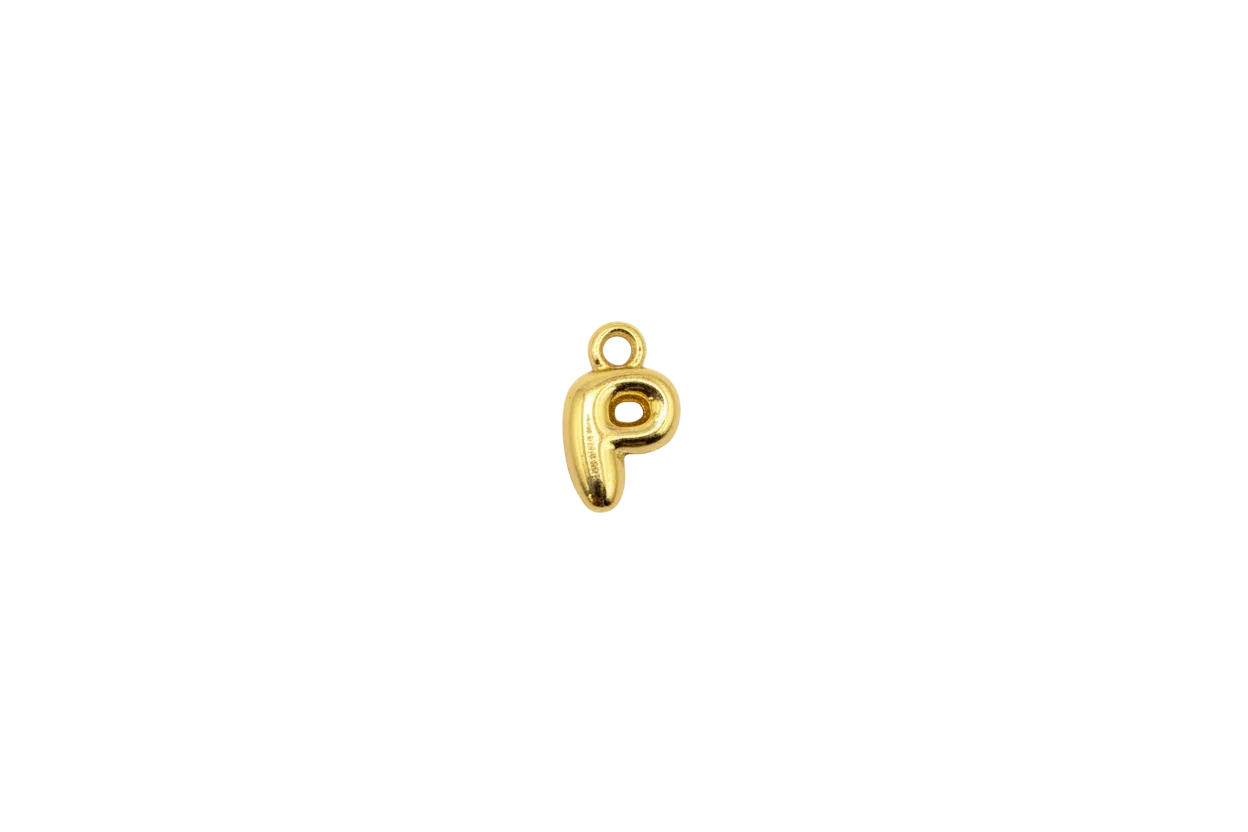 Polished gold letter P initial charm