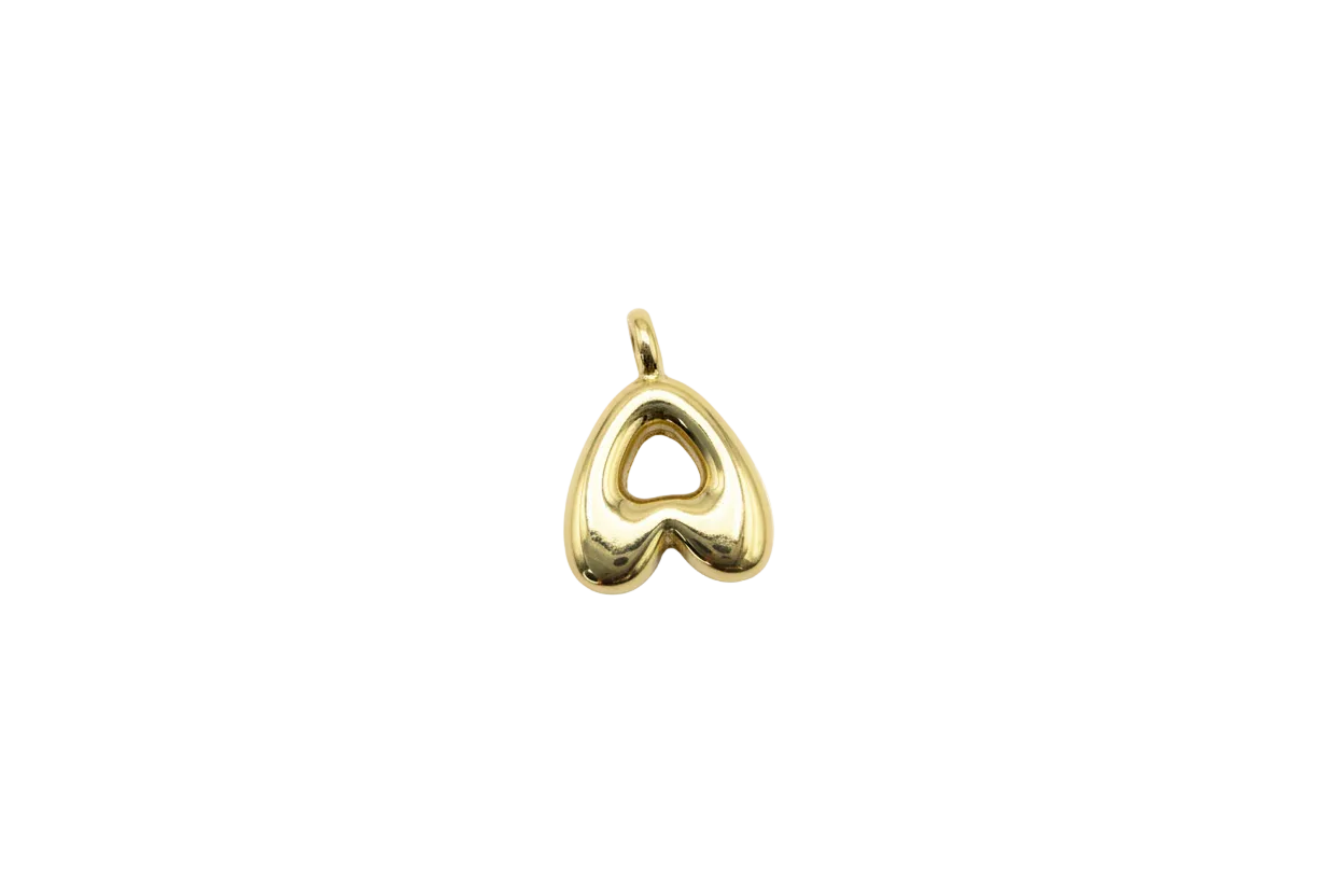 High-polish gold puffy letter A pendant