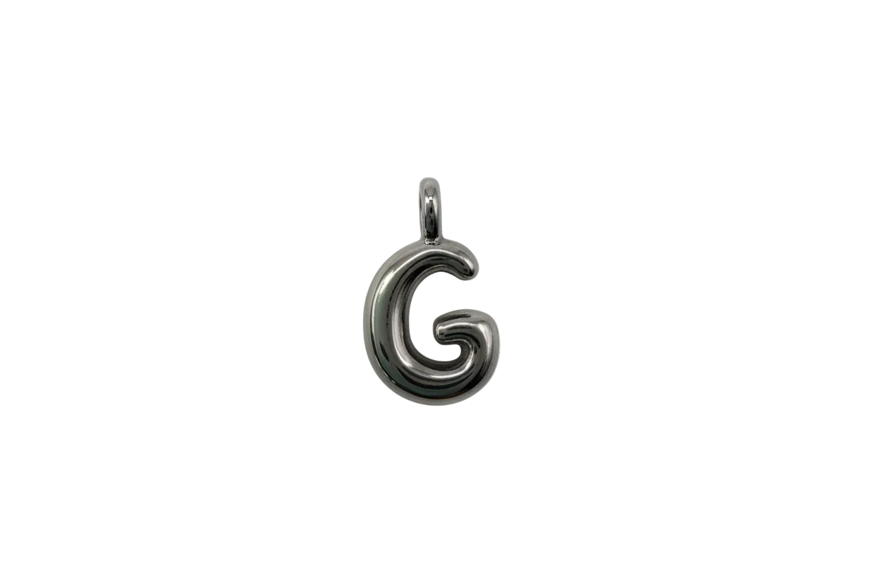 Polished silver letter G initial charm