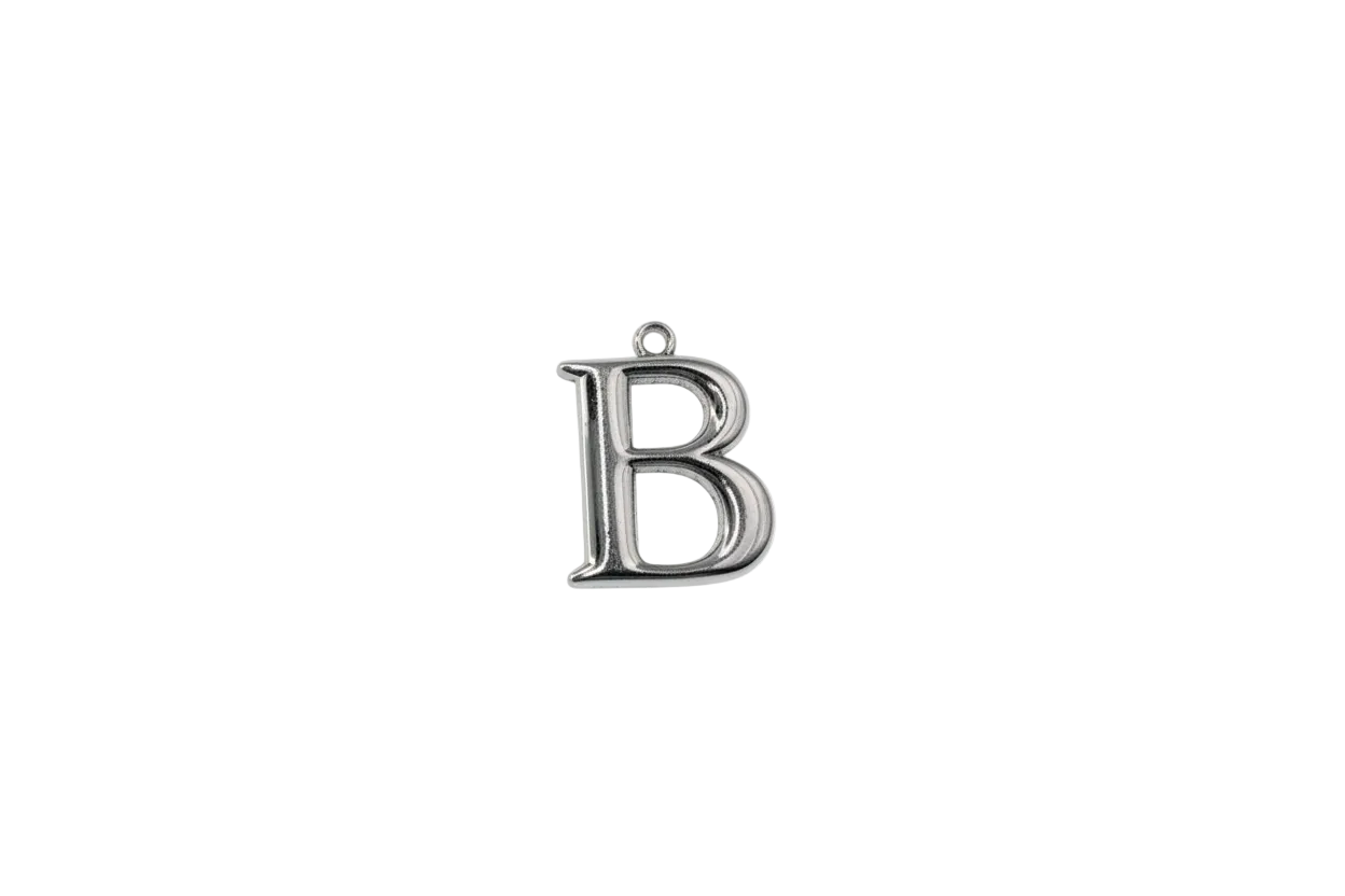 Polished silver initial letter B