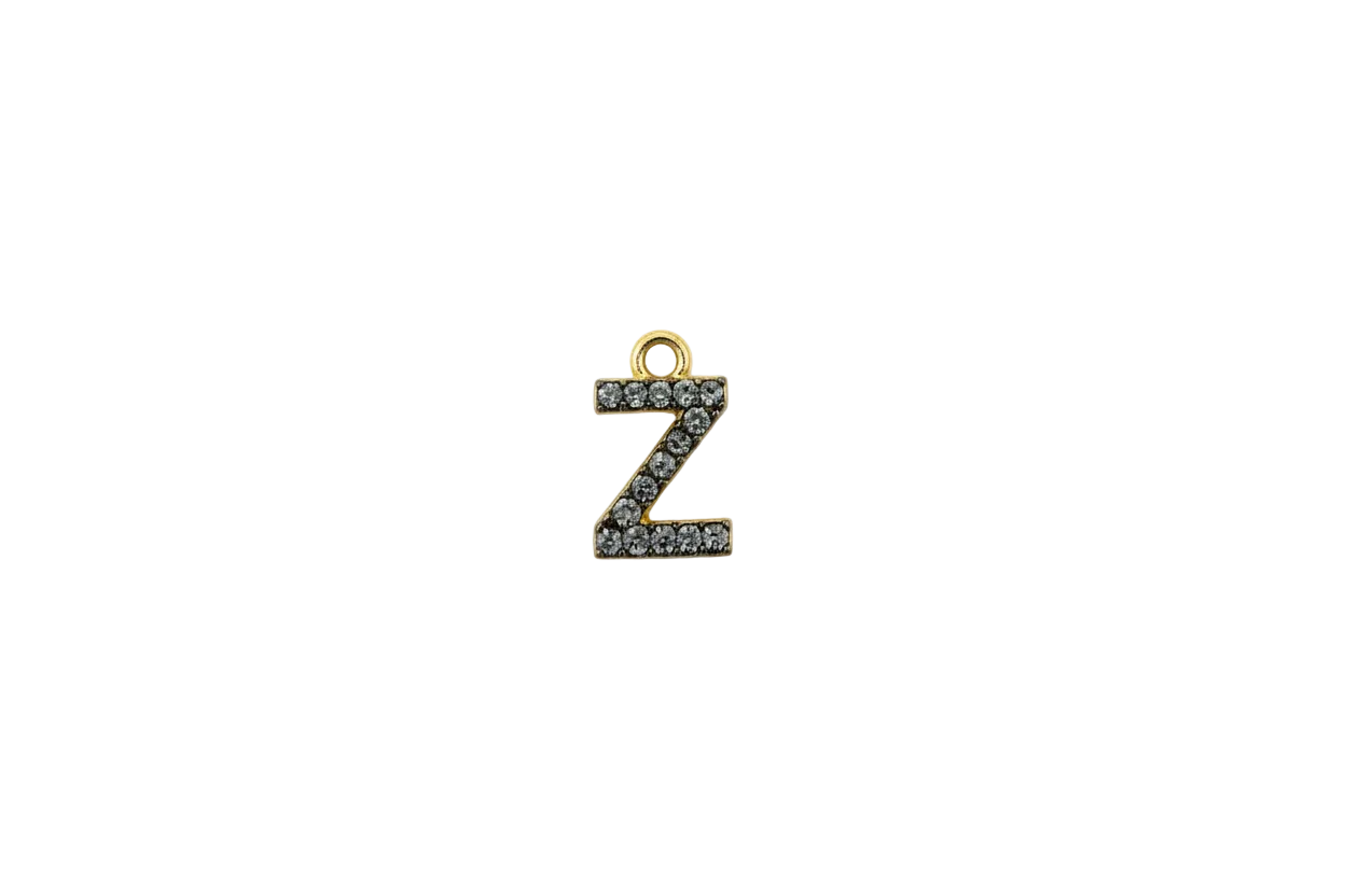 Gold pavé crystal letter Z initial