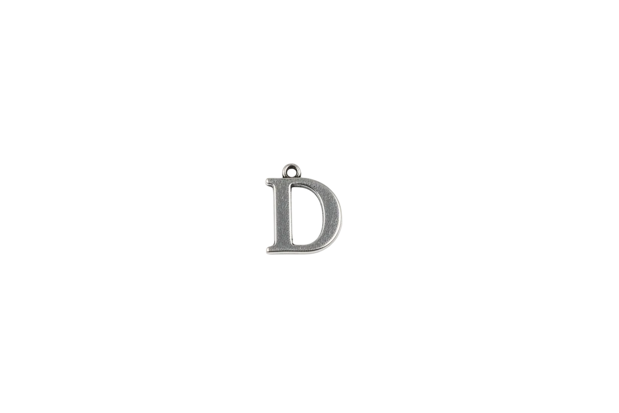 Polished silver-tone serif letter B pendant