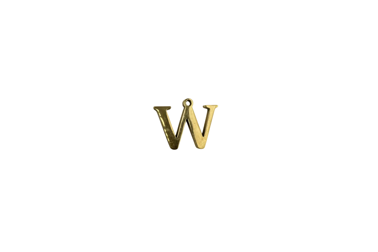 Gold letter W initial with polished finish