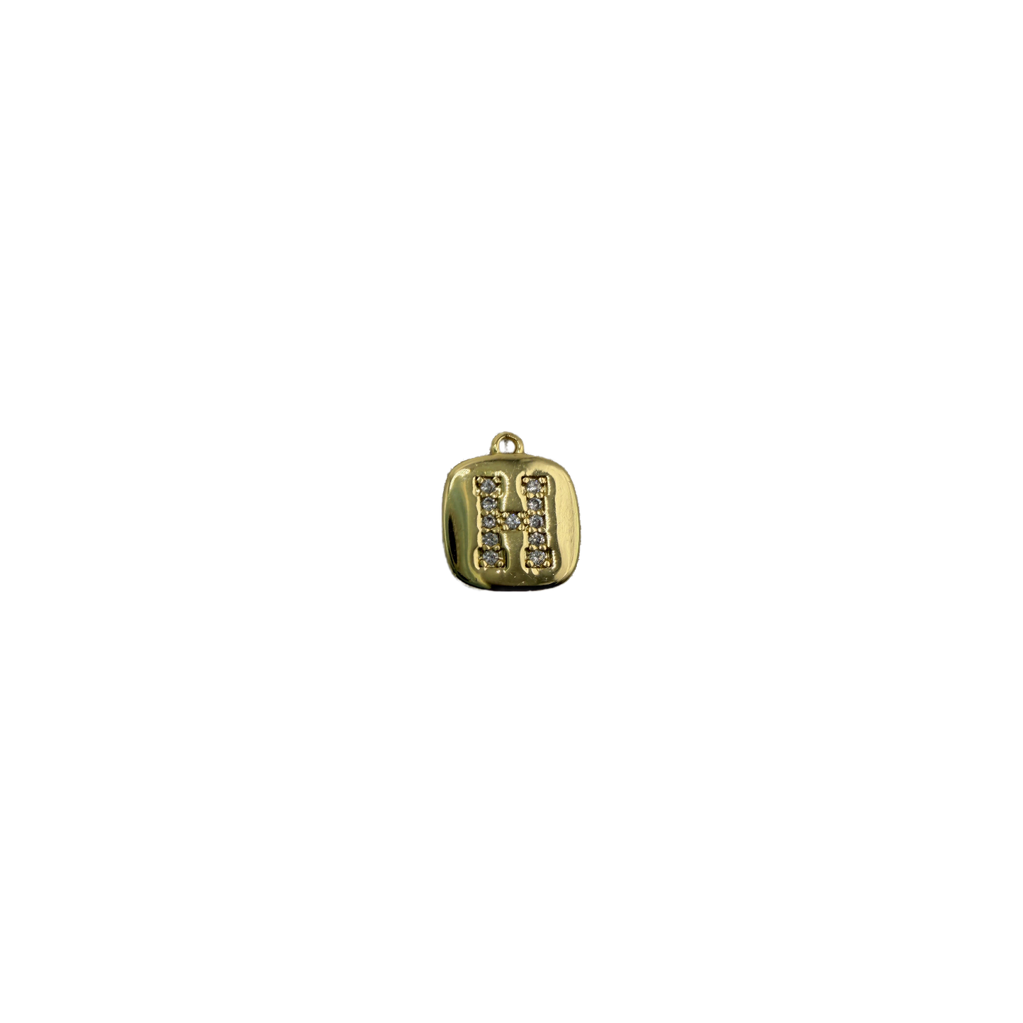 Gold tile with pavé letter H in clear crystals