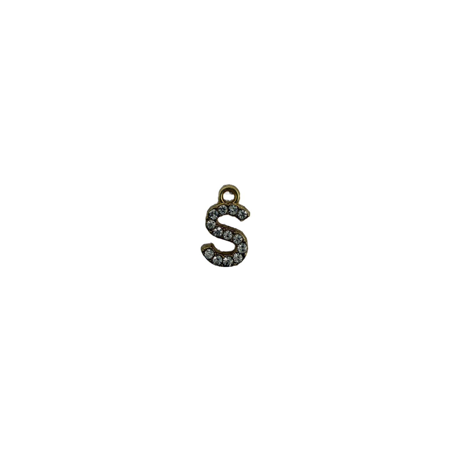 Gold letter S with clear pavé stones