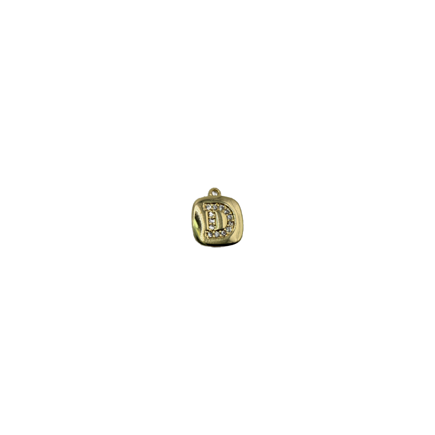 Gold letter D tile with clear pavé stones