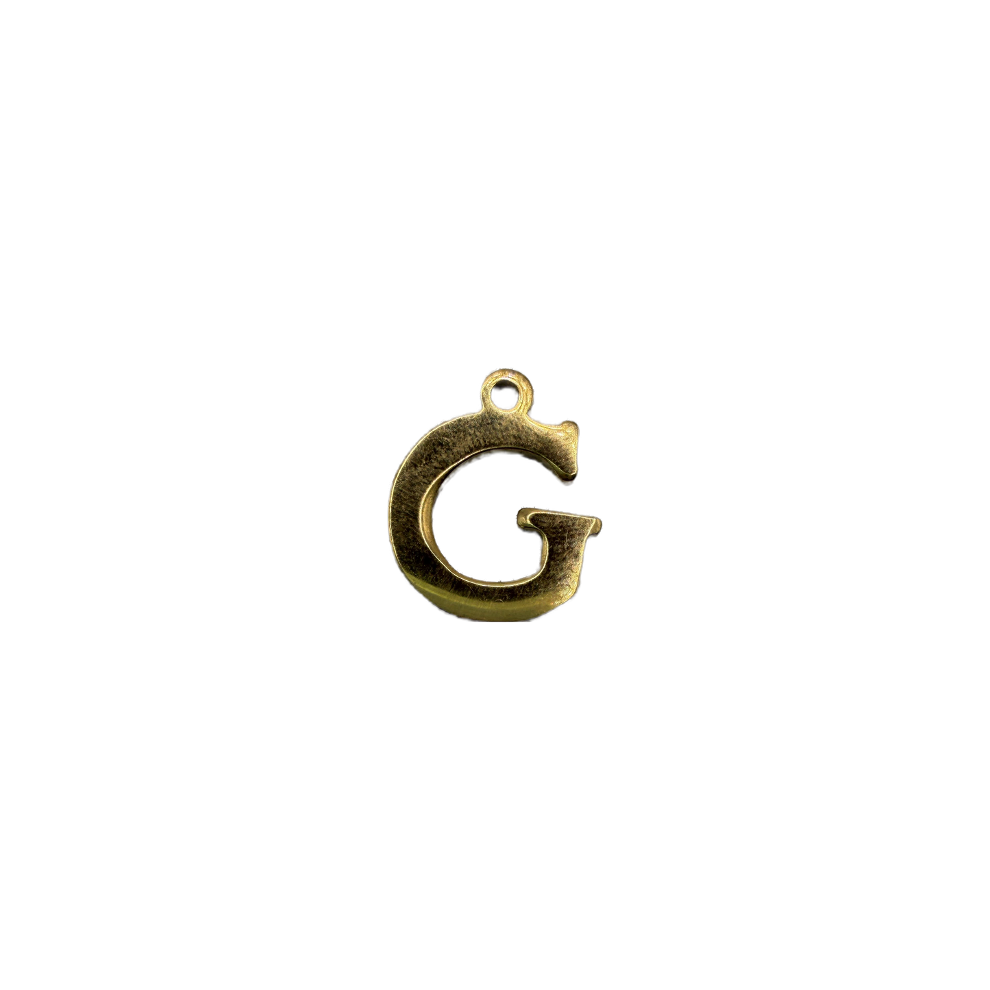Gold letter G initial pendant with textured finish