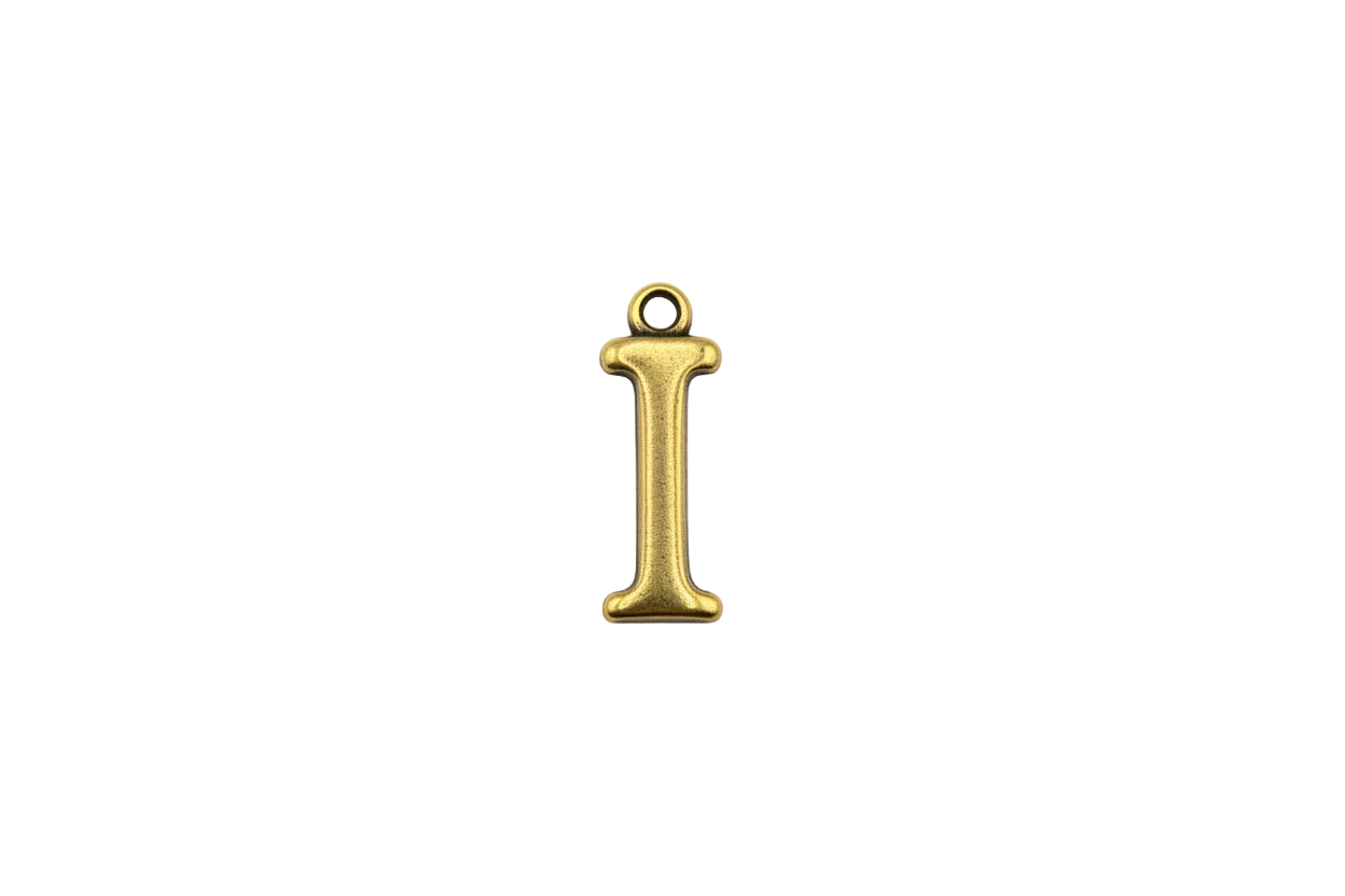 Gold-colored initial letter I with satin finish