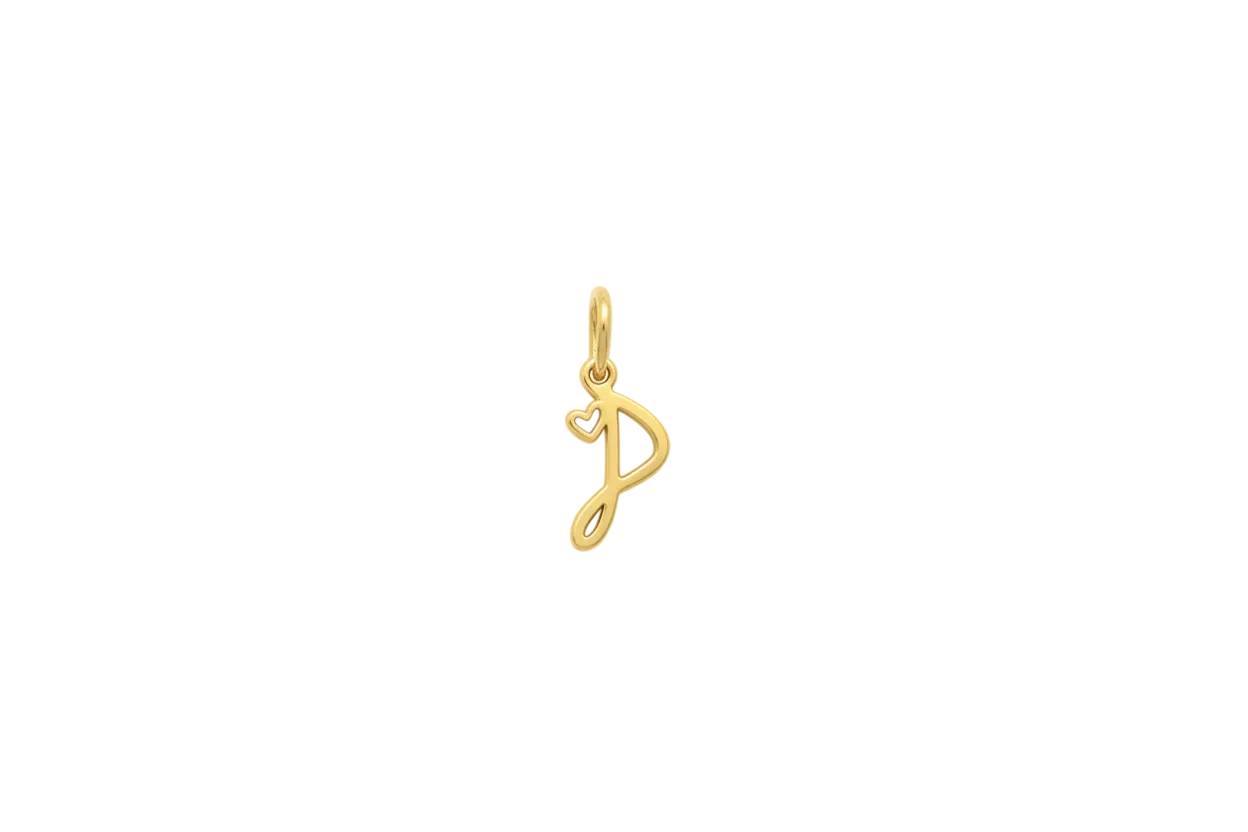 Gold script initial D with heart detail