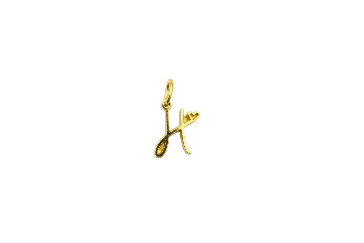 Gold initial K with heart detail