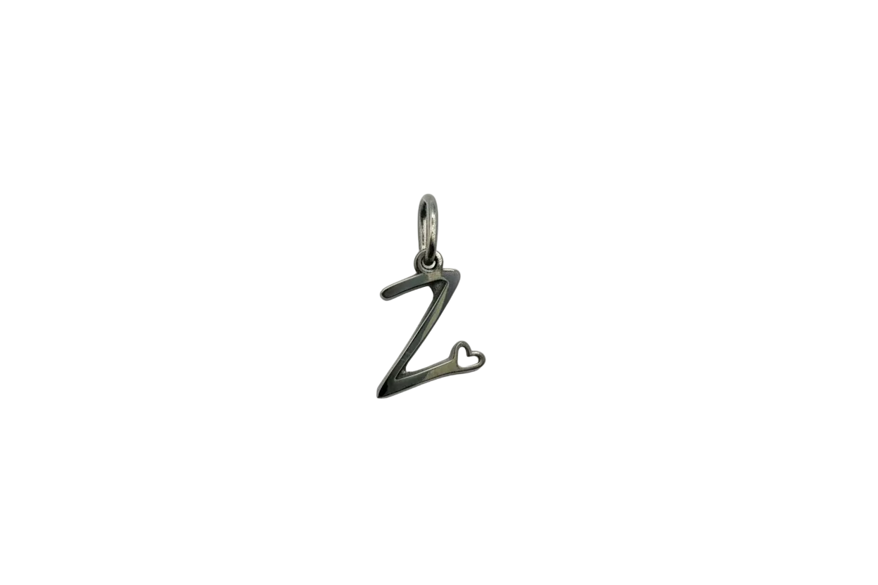 Silver letter Z with small heart detail