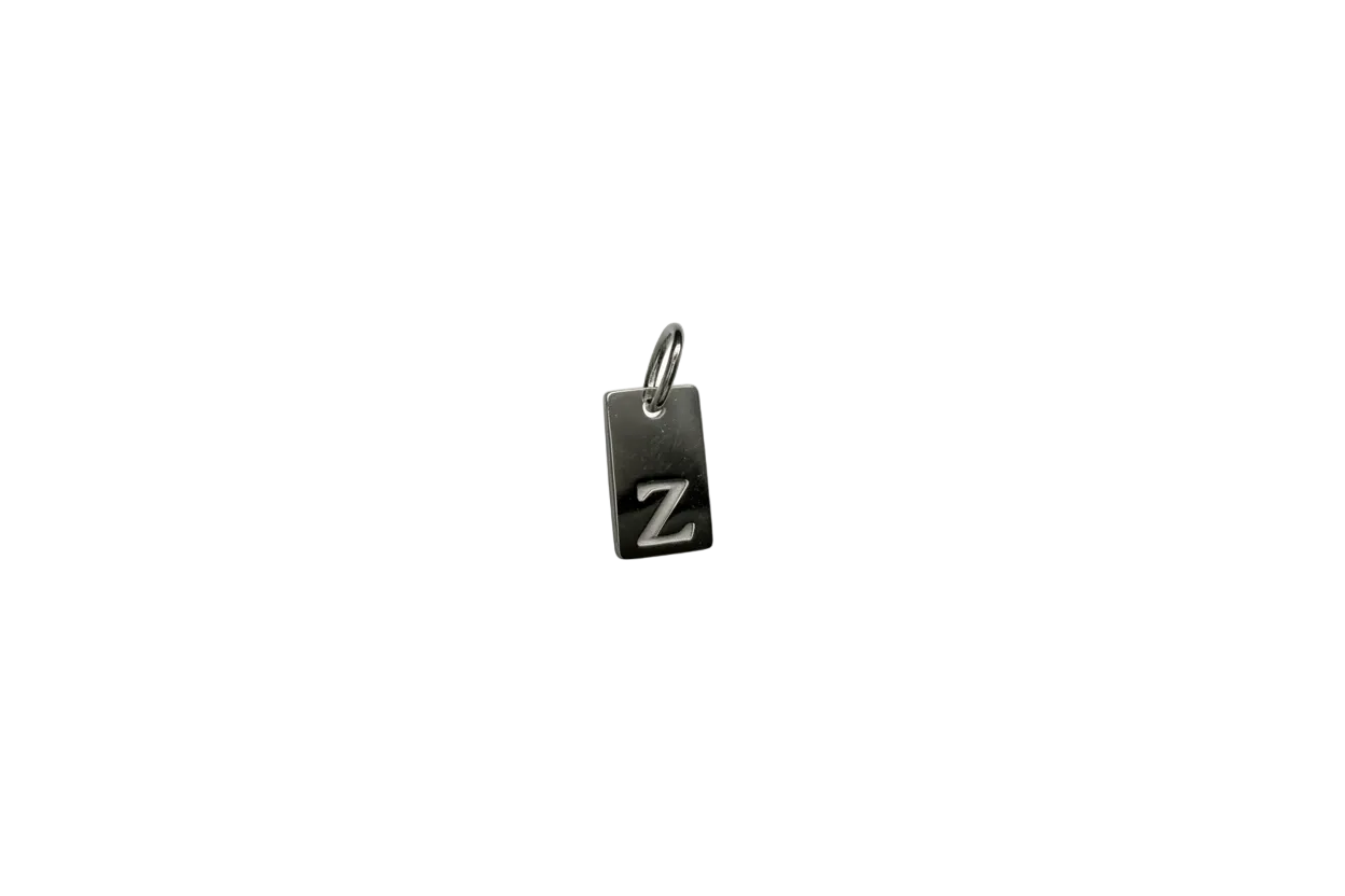 Gunmetal Z initial rectangle tag