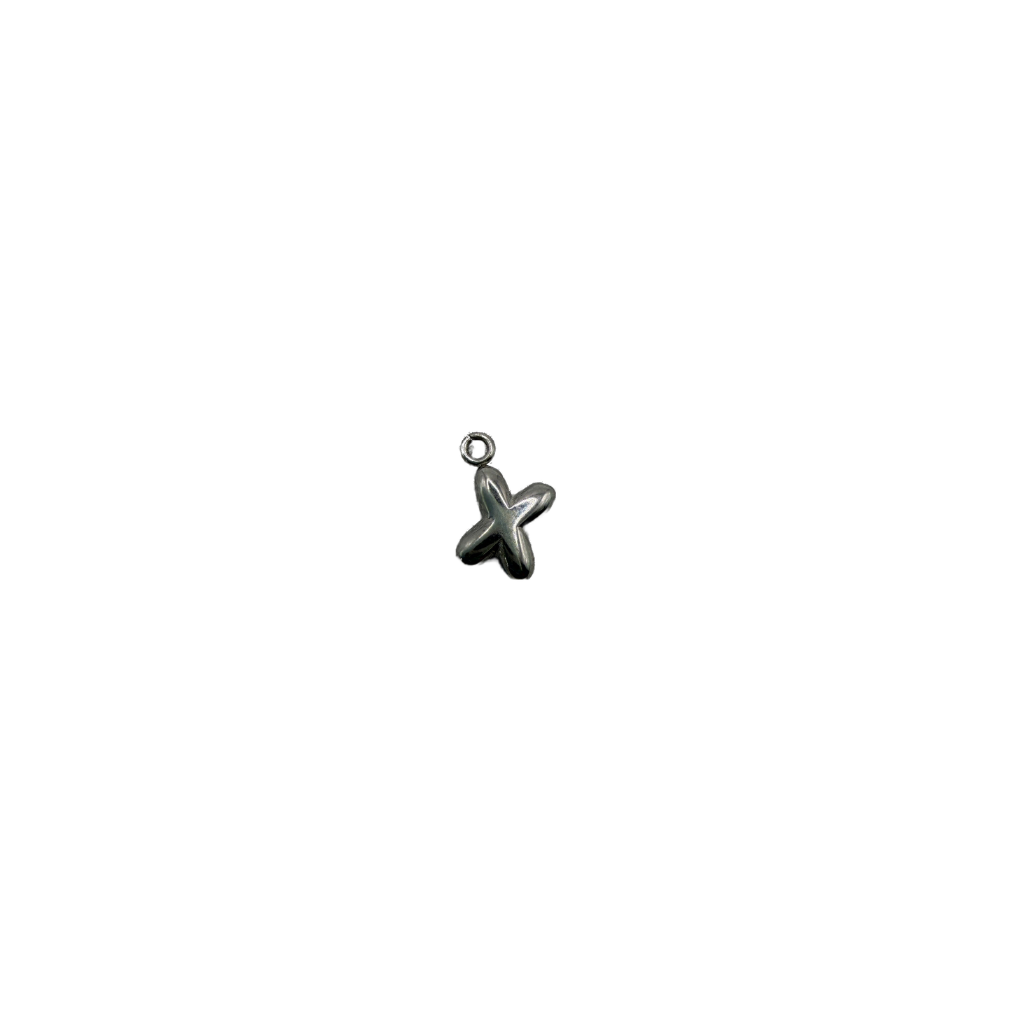 Polished silver starfish jewelry piece on black background
