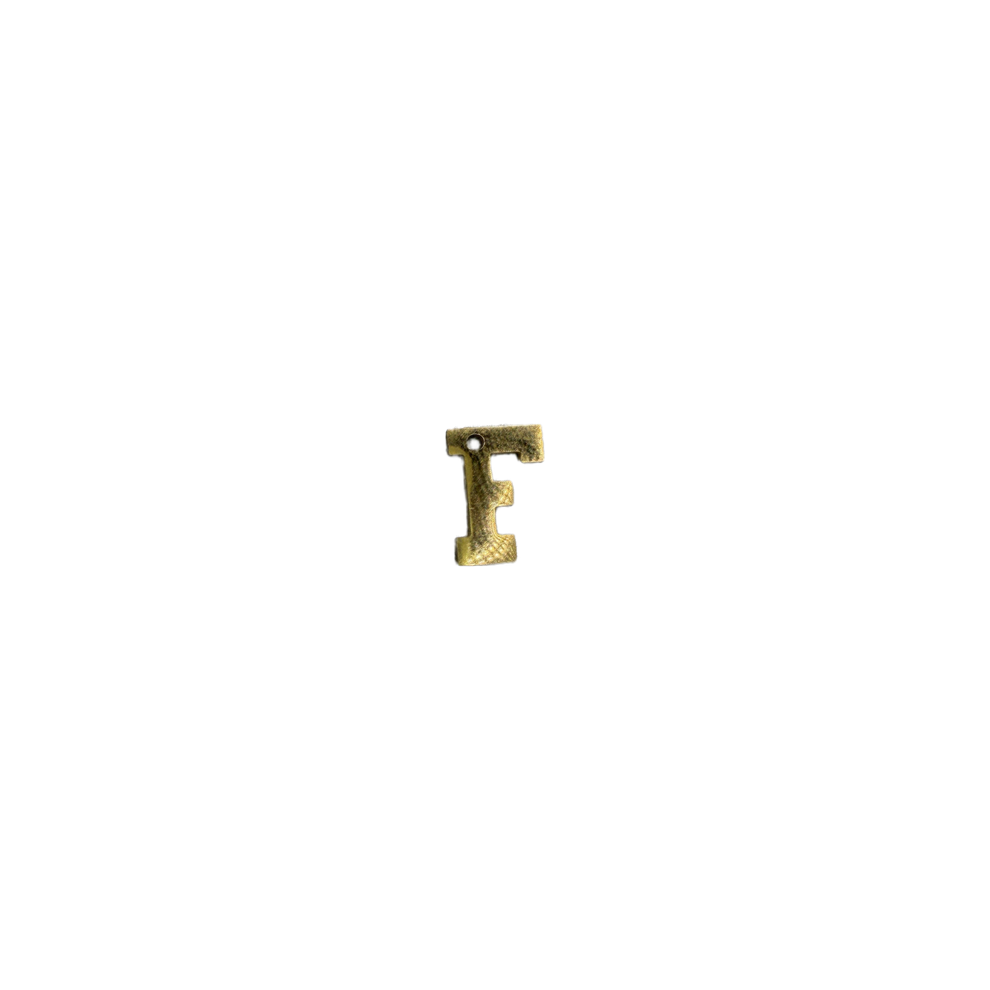 Textured gold block letter F charm