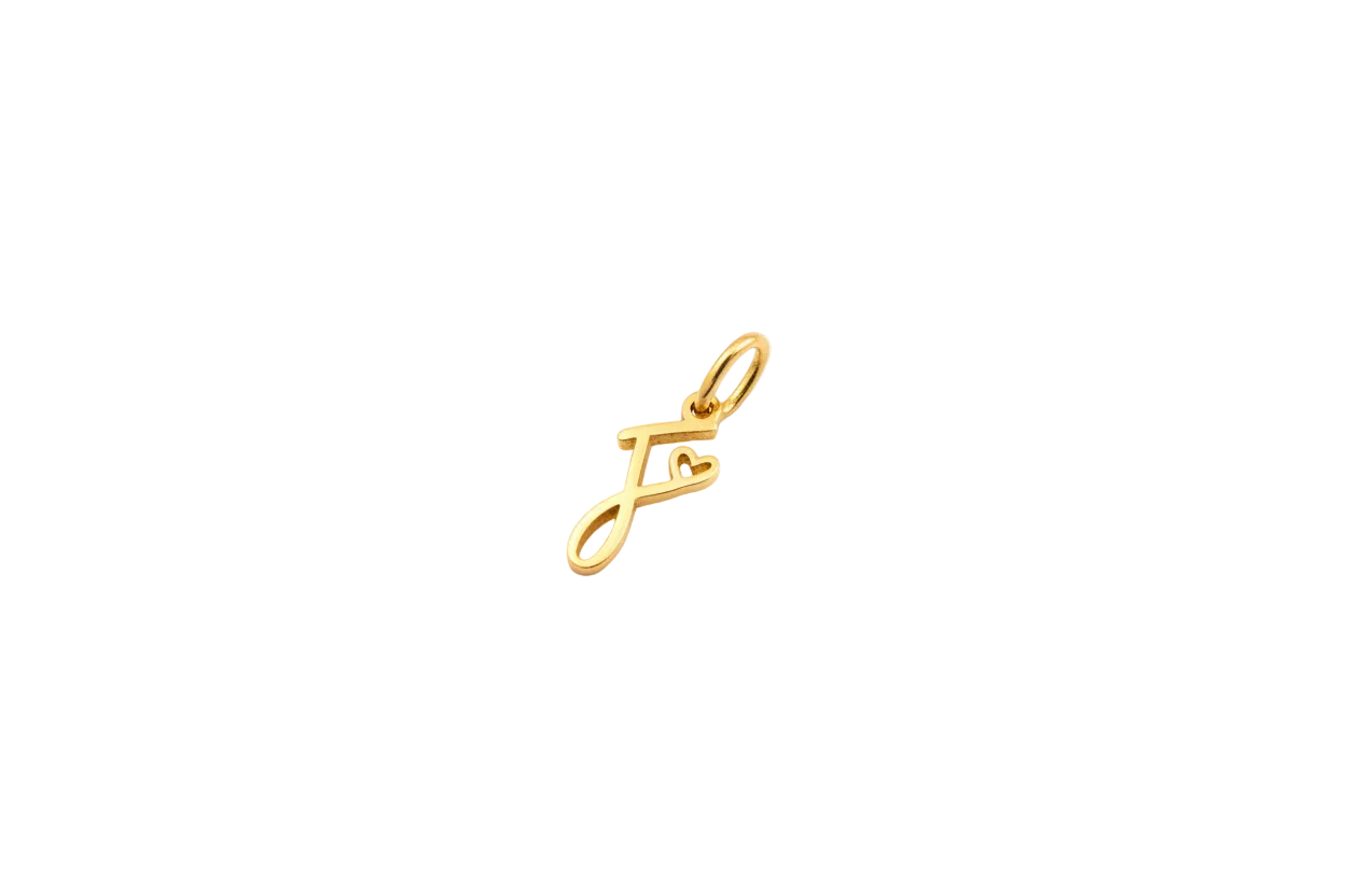 Gold script J initial with heart accent