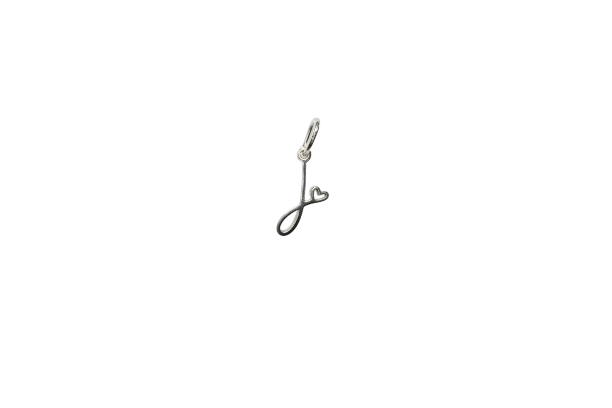 Silver music note with small heart detail