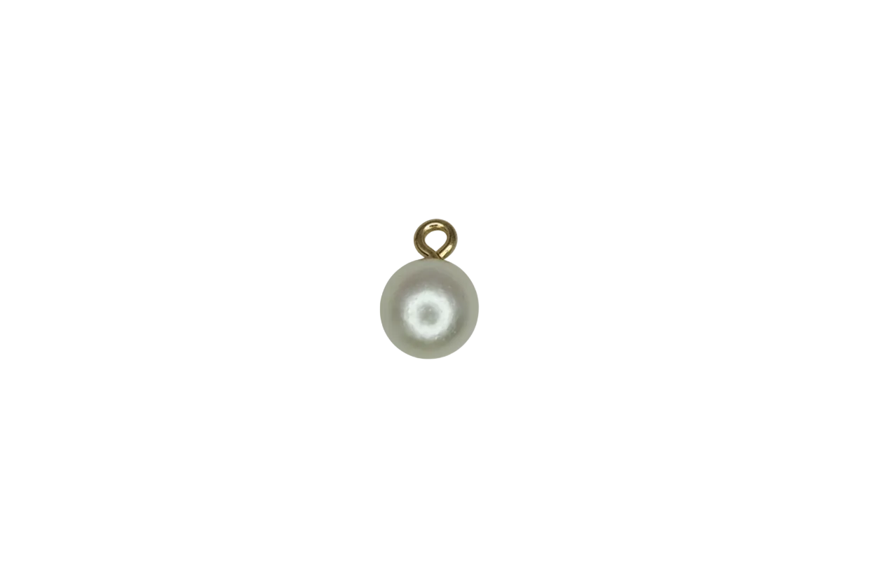 Round white pearl bead with polished gold accent