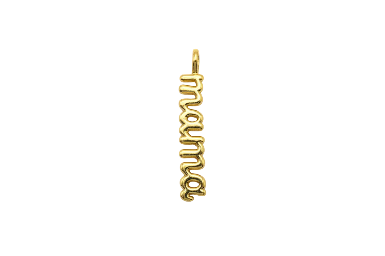 Gold bubbly script "promise" word in vertical layout
